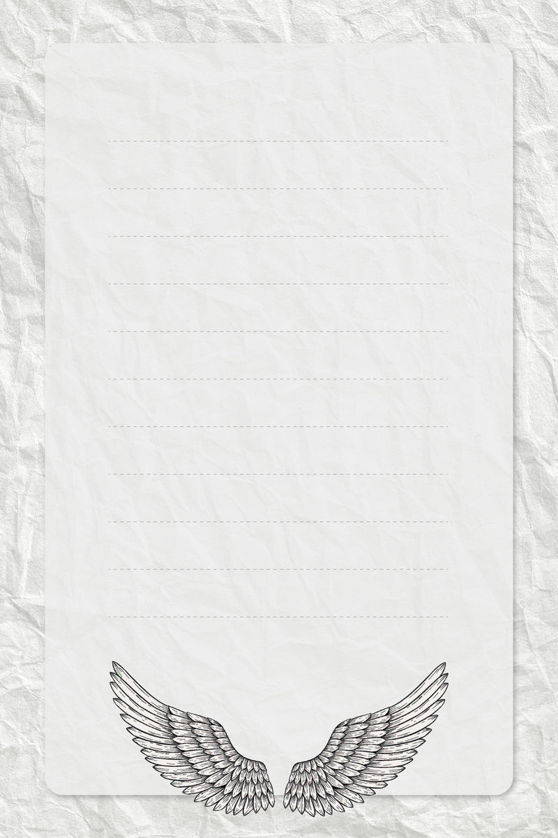 信纸纹理框架上的天使翅膀