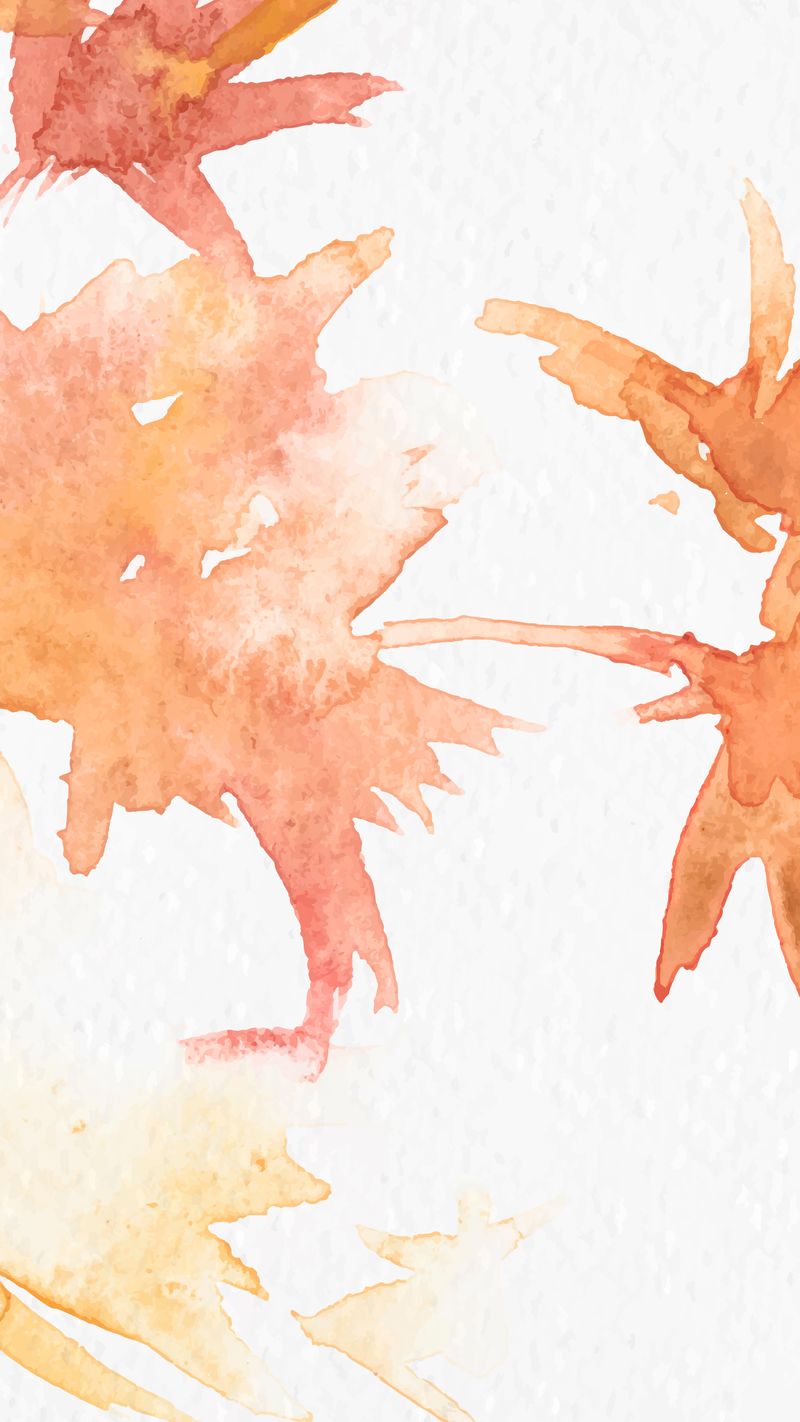 带有叶子插图的淡橙色秋季花卉水彩背景矢量