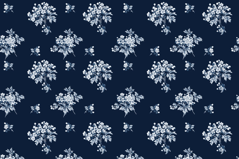 Psd蓝色马鞭草花植物图案复古背景