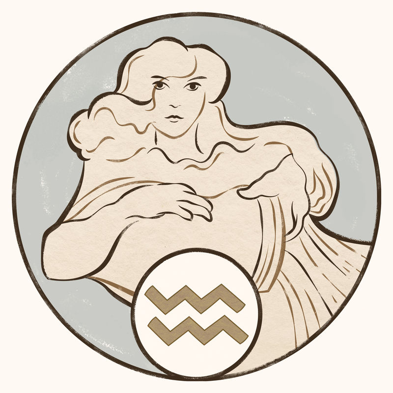 新艺术派水瓶座星座psd由阿尔方斯·玛丽亚·穆查的艺术作品混合而成