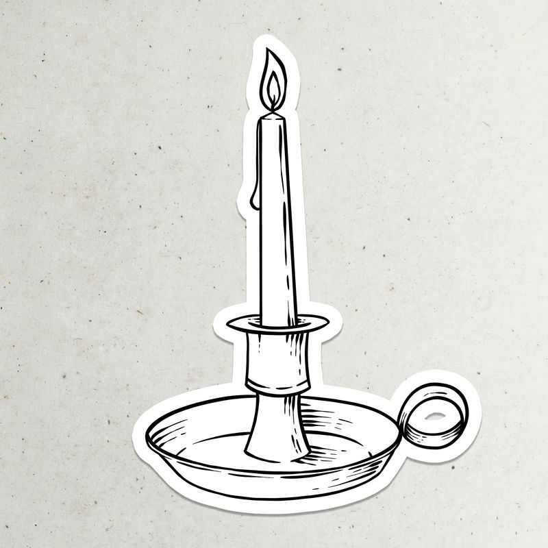 经典复古烛台贴纸中的蜡烛