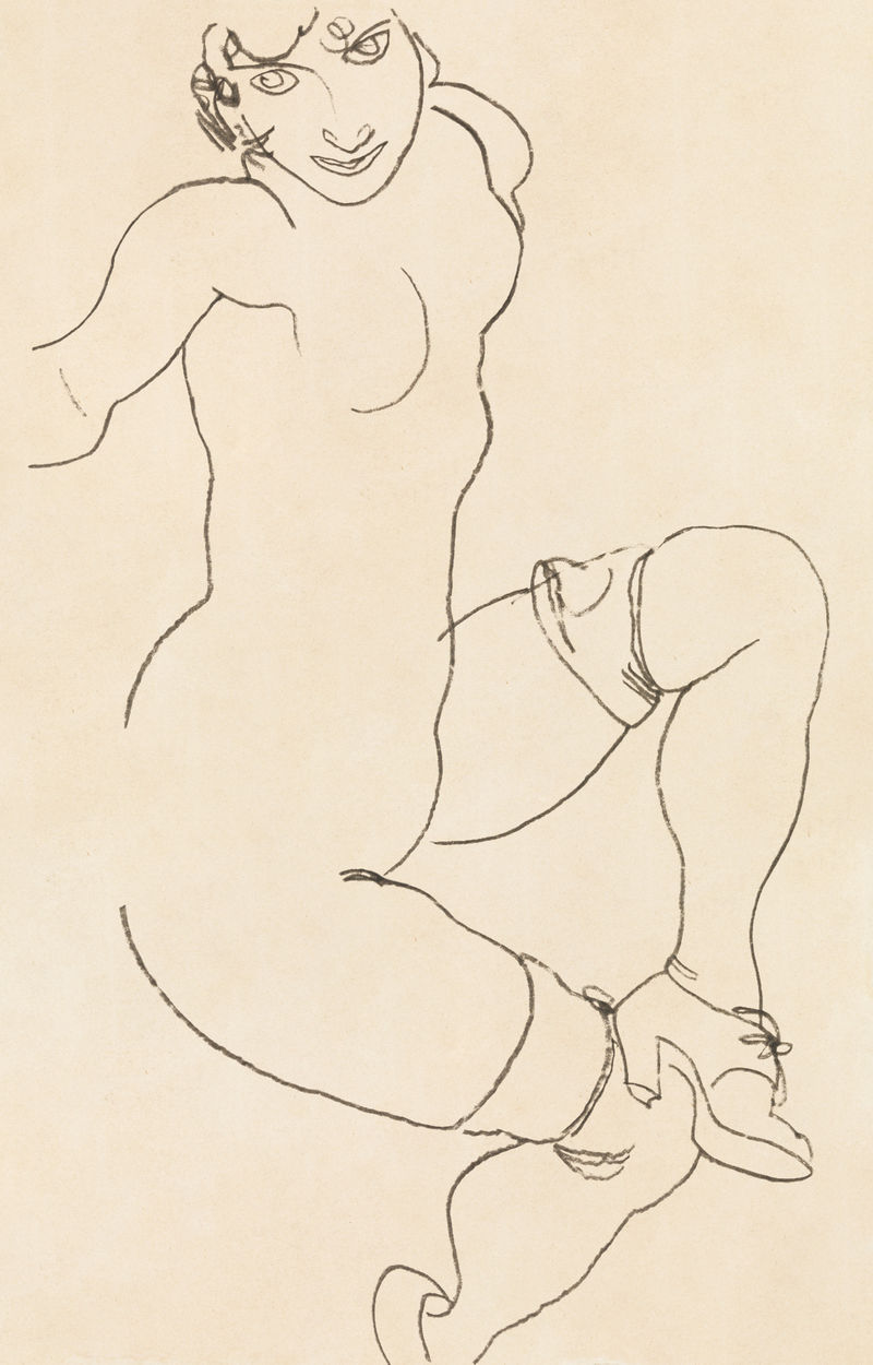 从Egon Schiele的艺术作品中画出的女人
