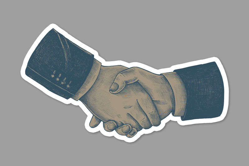 手绘握手贴纸