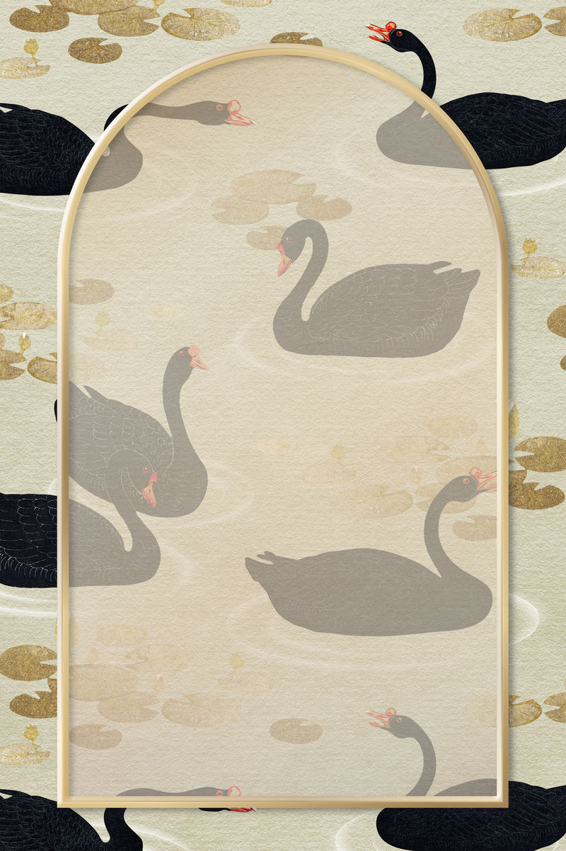 黑雁框复古插图