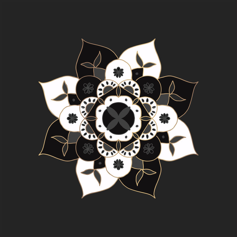 曼荼罗元素psd植物插图手绘