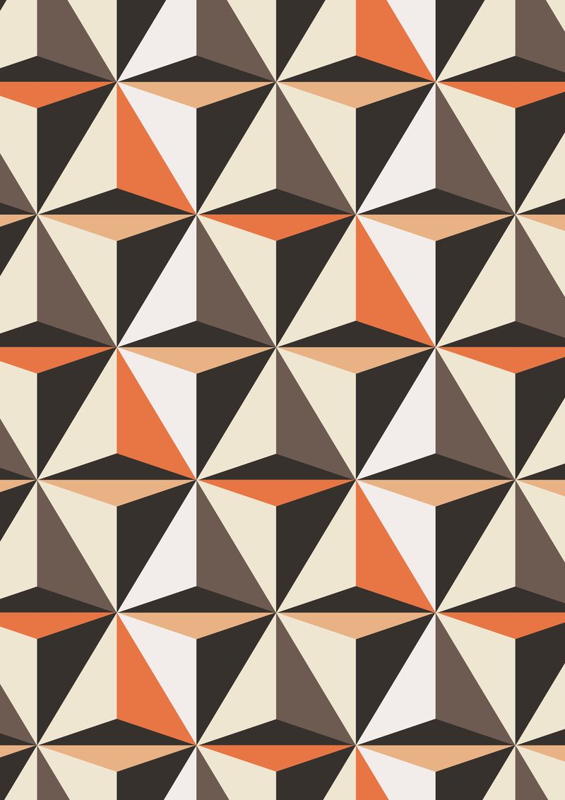 抽象风格的三角形3D几何图案矢量橙色背景