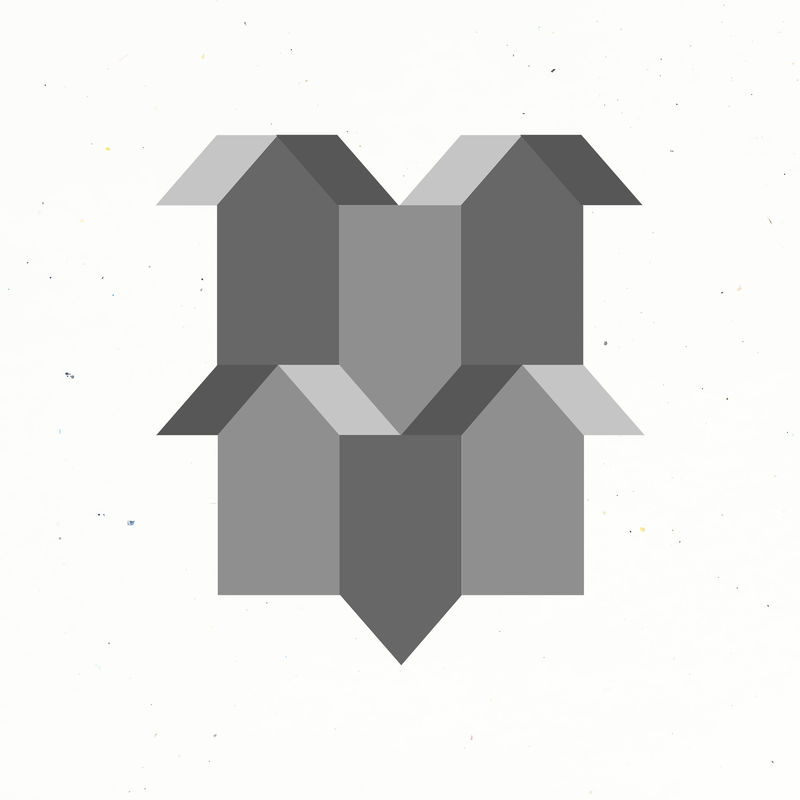 灰色抽象样式的三维五边形几何形状psd