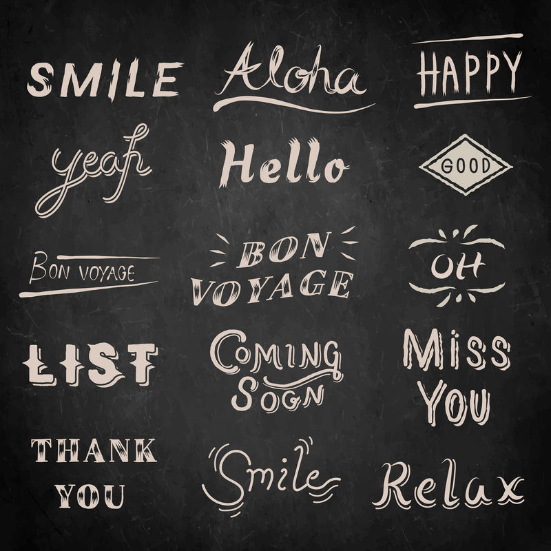 背景向量上手写字体集