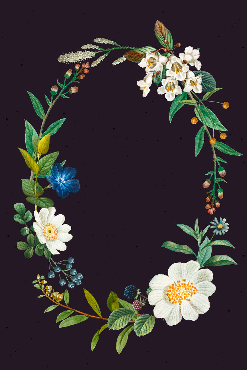 夏季花卉图案的花环矢量