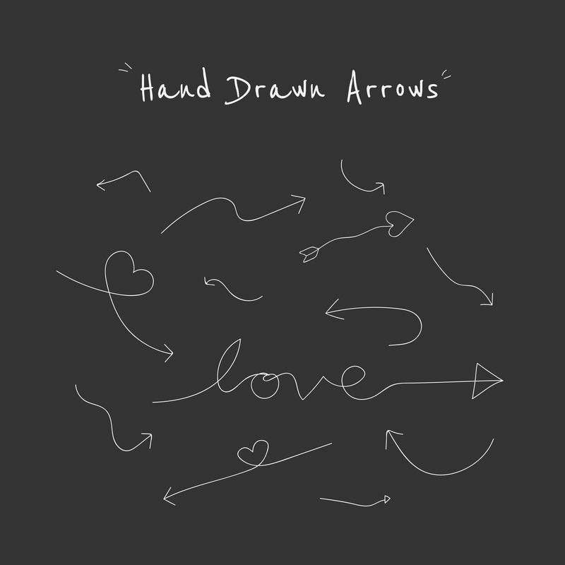 白色涂鸦箭头矢量集合