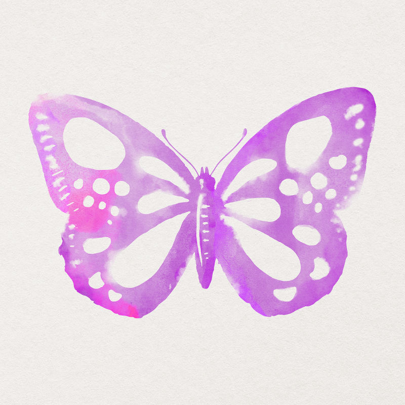 粉色水彩蝴蝶psd贴纸设计元素