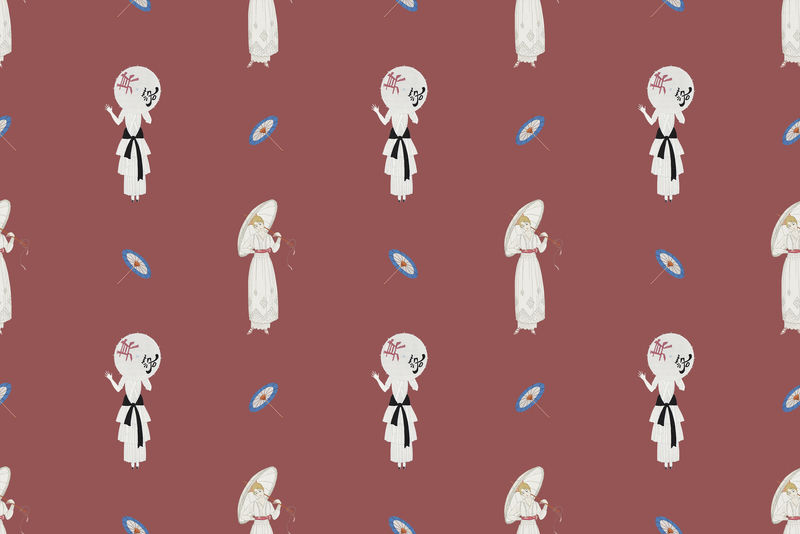 年份：1920'；s时尚图案psd女性背景由George Barbier的艺术作品混合而成