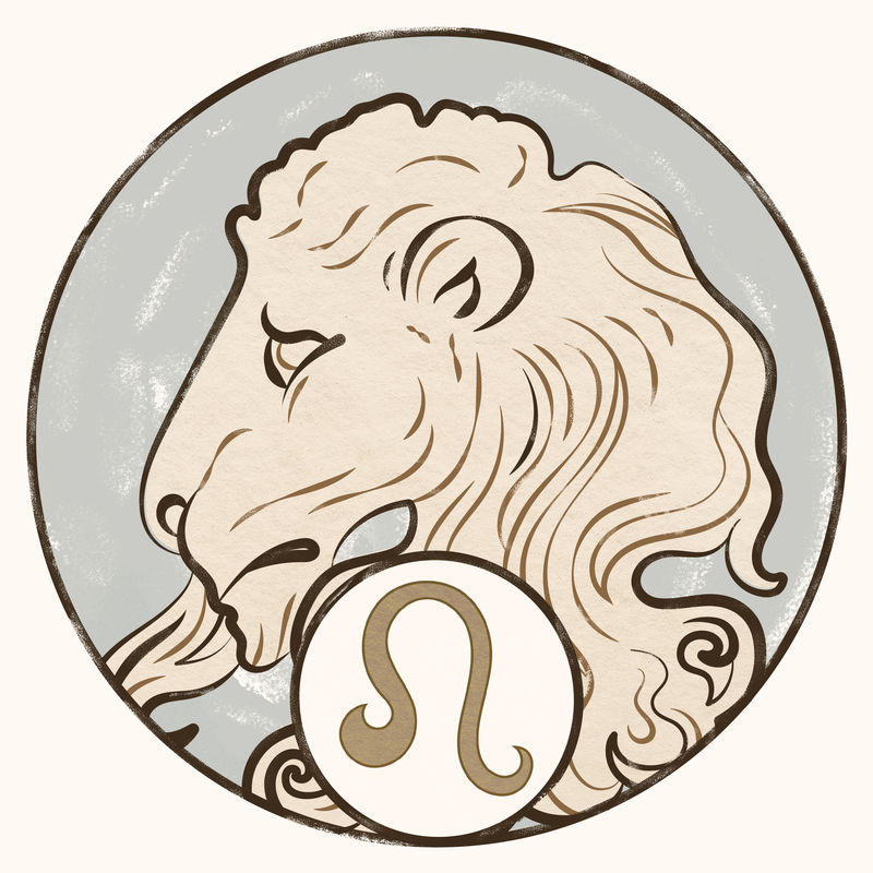 新艺术派狮子座星座psd由阿尔方斯·玛丽亚·穆查的艺术作品混合而成