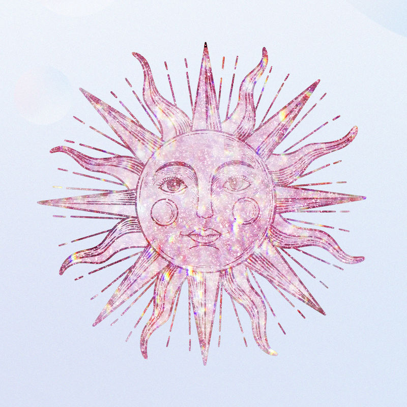 粉色全息太阳带贴纸覆面设计资源