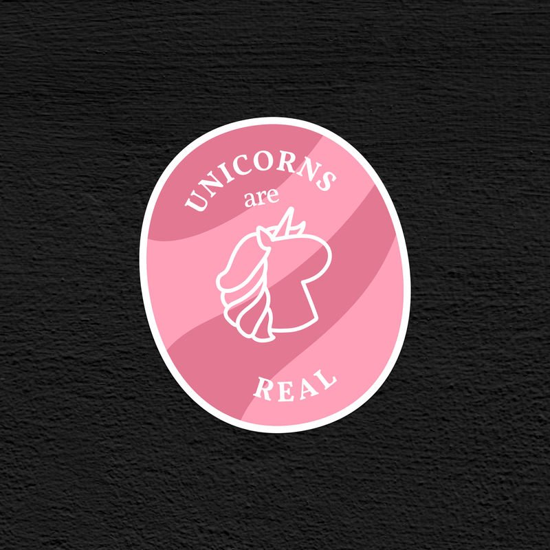 独角兽是真正的字psd彩色复古贴纸形状