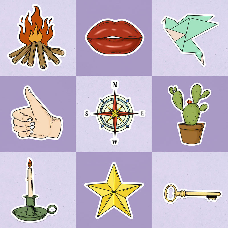 彩色期刊贴纸套设计元素