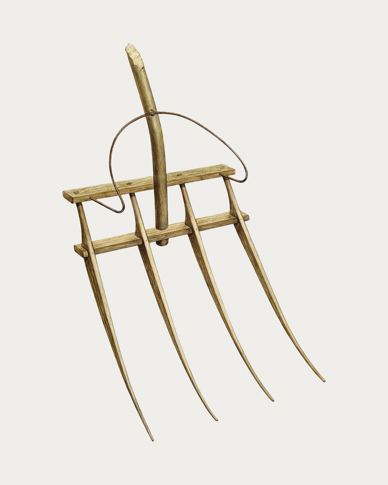 复古稻草叉psd插图从阿尔奇·汤普森的作品中混合而成