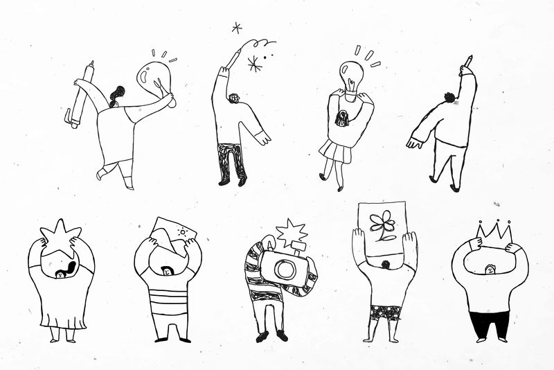 可爱的黑色商业矢量卡通图标集