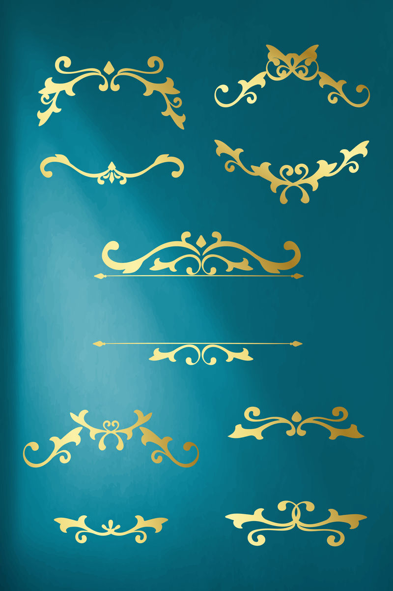 纹理背景中的复古金色装饰框架设计集合矢量