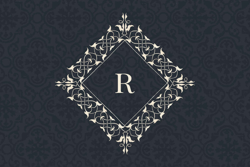 R字母复古徽章矢量黑色