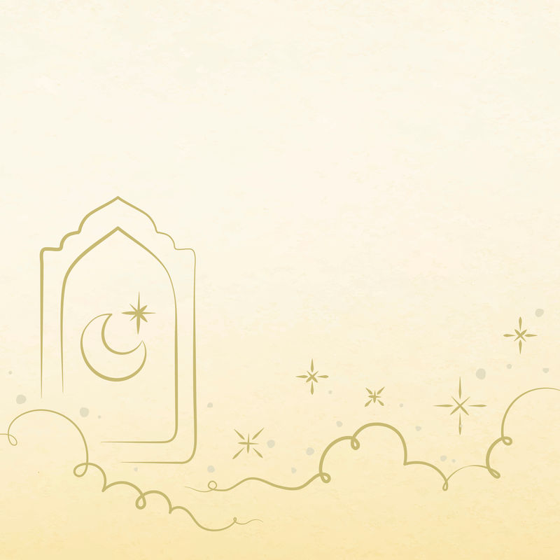 斋月黄色背景向量带星星和新月边界