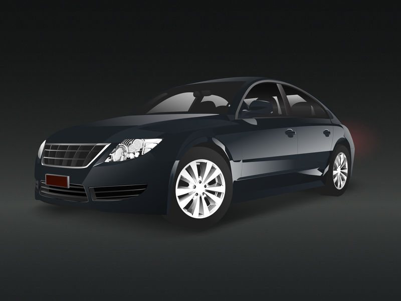 黑色背景向量中的黑色轿车