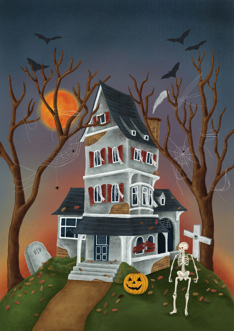 手绘万圣节快乐卡