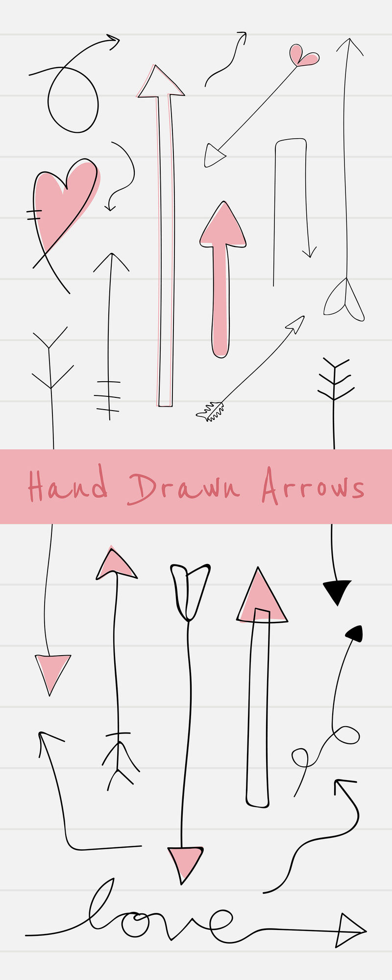 手绘箭头集横幅向量