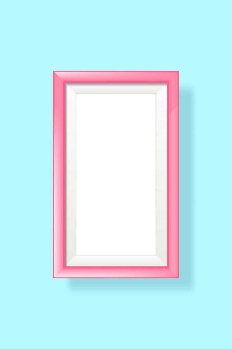 绿松石背景向量上的粉红色框架