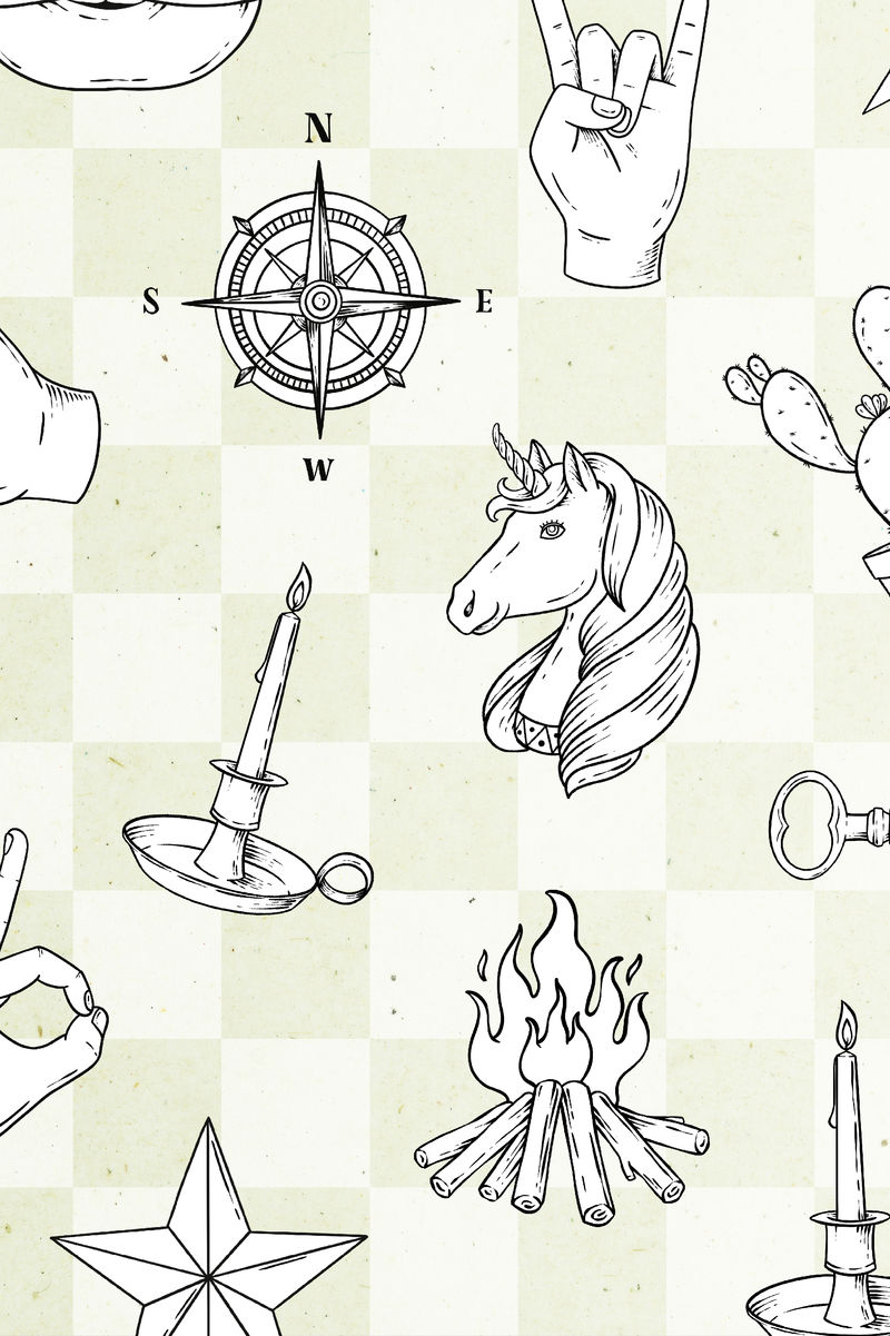 黑白杂志贴纸集设计元素