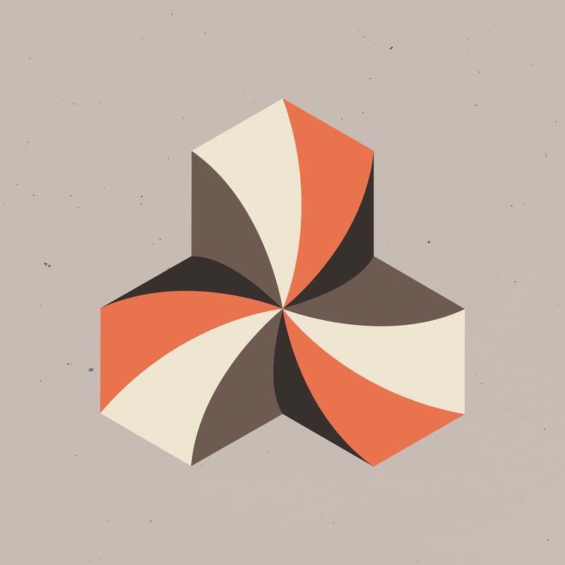 橙色抽象风格的三维不规则几何形状向量