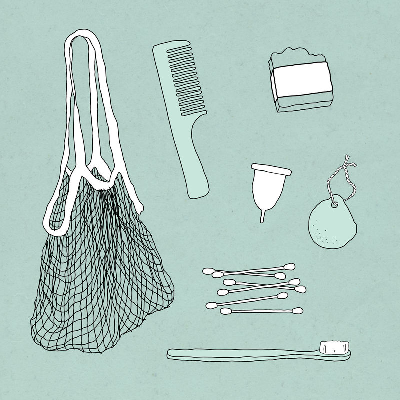 环保产品涂鸦插图套装