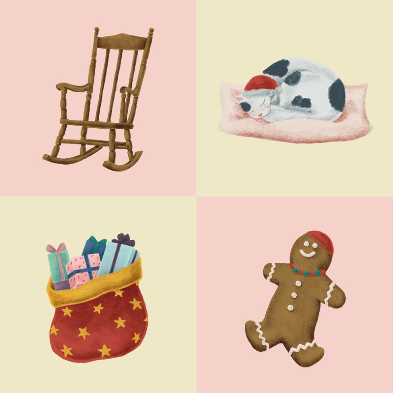 圣诞季节插图psd手绘系列