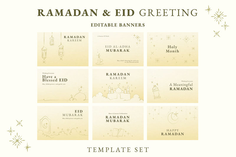 斋月问候横幅模板向量集