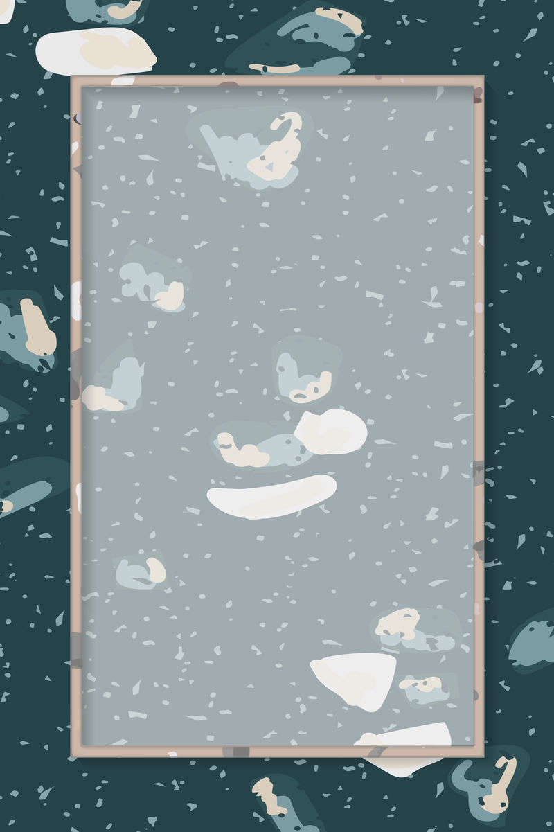 水磨石图案背景矢量上的米色框架