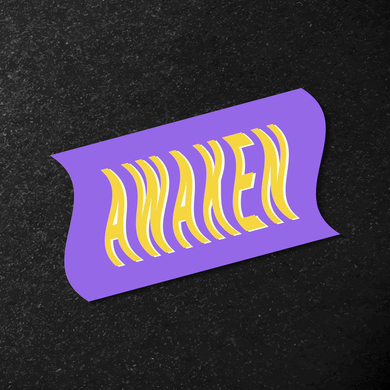 唤醒字彩色复古贴纸