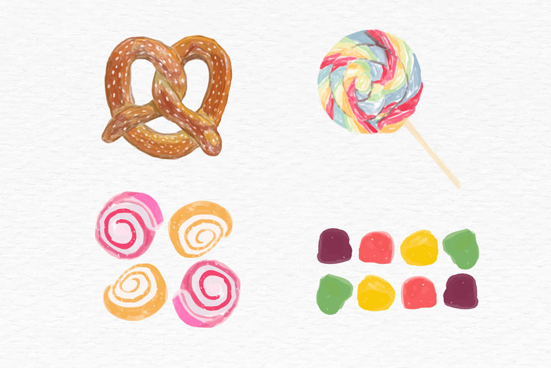 甜矢量水彩手绘套装