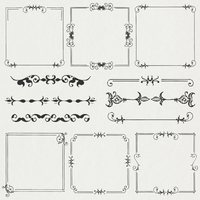 装饰性复古元素psd套装来自书法模型书Joris Hoefnagel和Georg Bocskay的混音