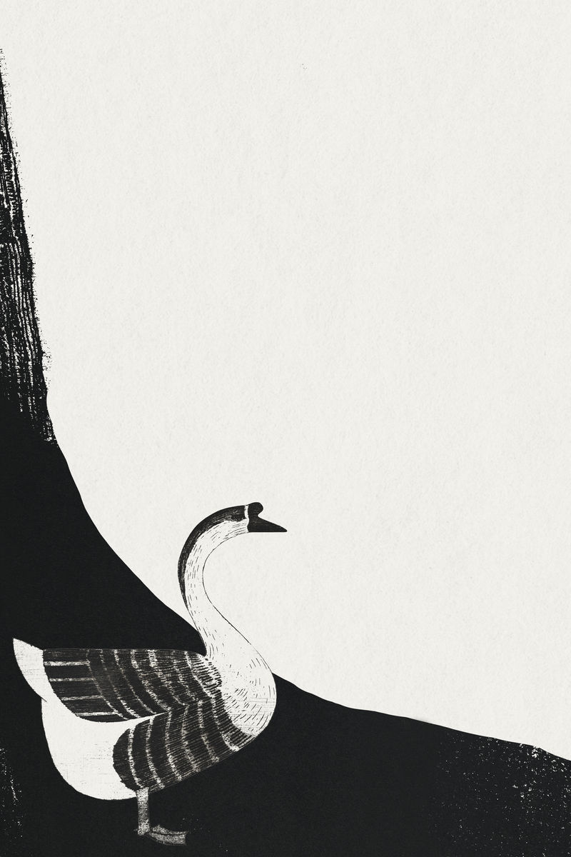 复古鹅动物艺术印刷品psd背景由塞缪尔·杰苏伦·德·梅斯基塔（Samuel Jessuron de Mesquita）的艺术作品混合而成