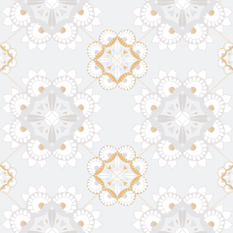 曼荼罗灰色无缝图案矢量花卉背景