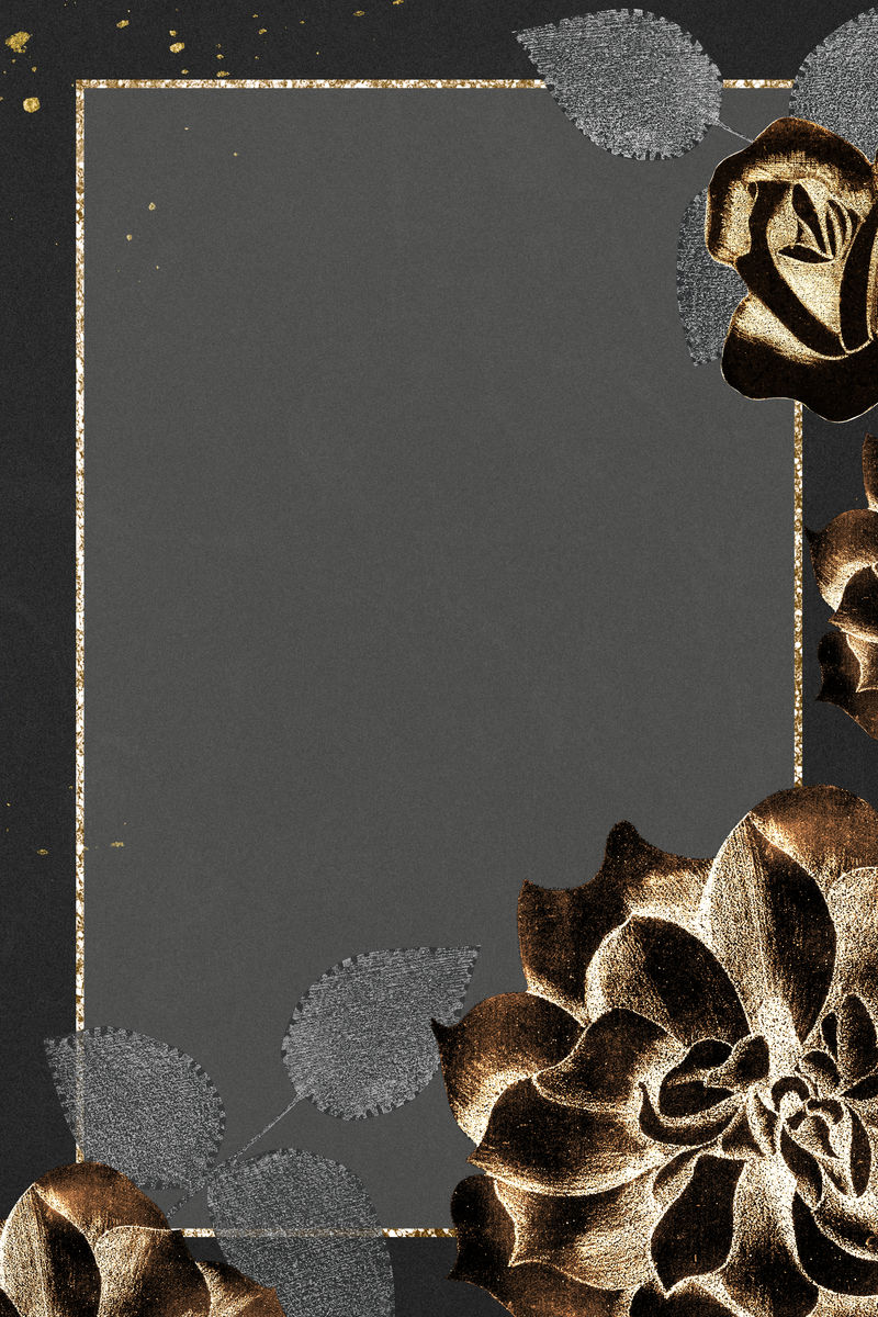 复古闪亮的金玫瑰框架psd艺术印刷品由塞缪尔·杰瑟伦·德梅斯基塔的艺术作品混合而成