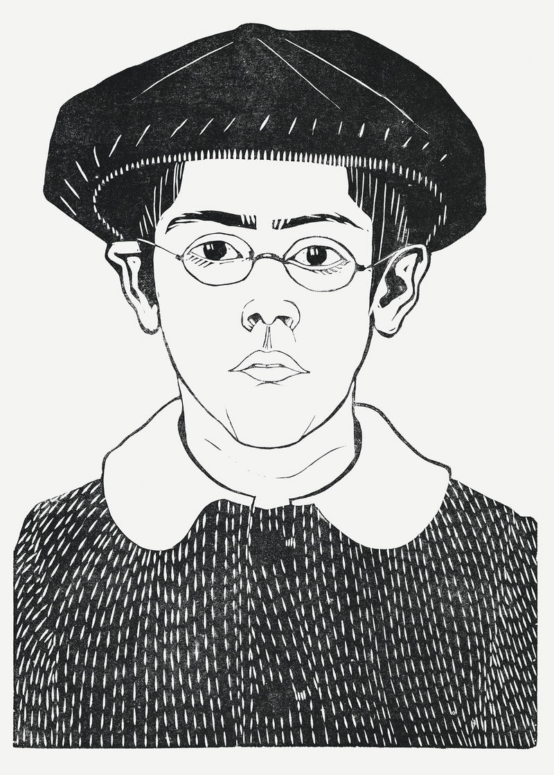 复古男子肖像psd艺术印刷插图由塞缪尔·杰瑟伦·德梅斯基塔的艺术作品混合而成