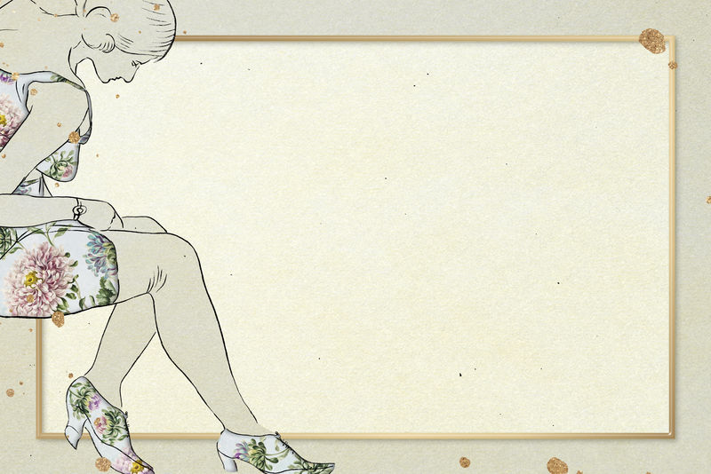 穿花卉连衣裙的女士绘图框