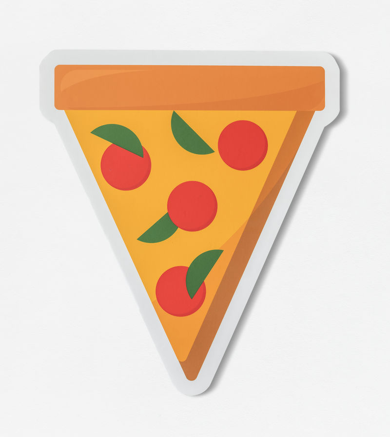 白色背景上的美味比萨饼图标