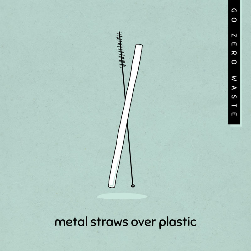 塑料社交媒体帖子上的金属吸管