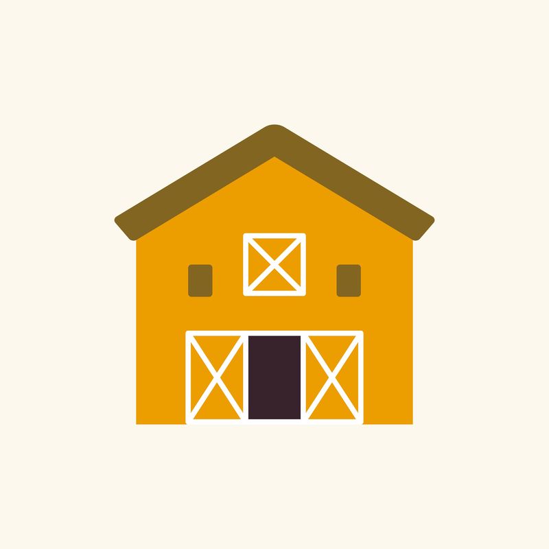 卡通谷仓农业图标插图