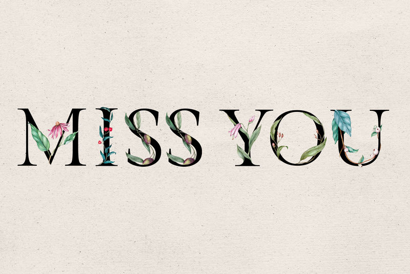 Psd思念字花卉字体衬线排版