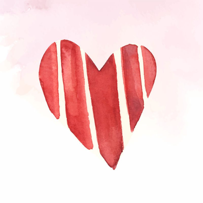 条纹水彩心形psd图标