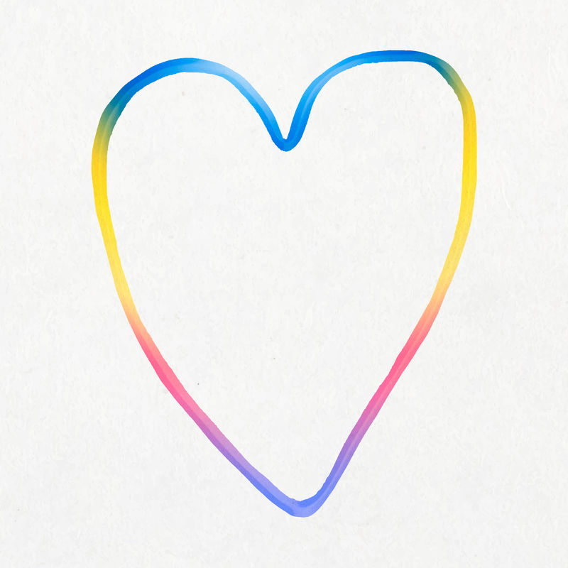涂鸦风格的彩色可爱心形载体