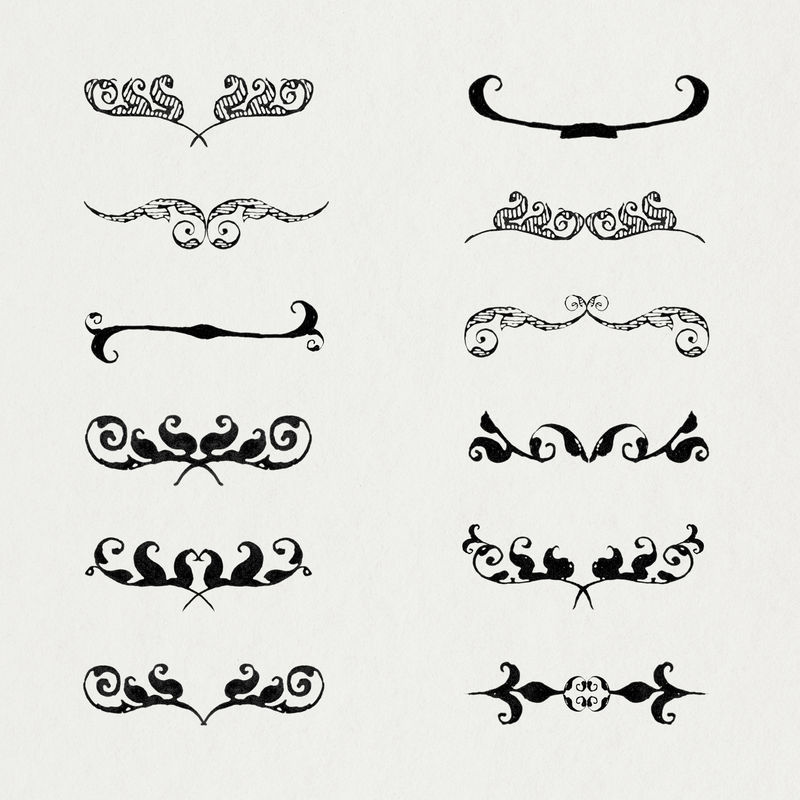 复古分割元素装饰集混音从书法模型书乔里斯霍夫纳格尔和乔治博茨凯